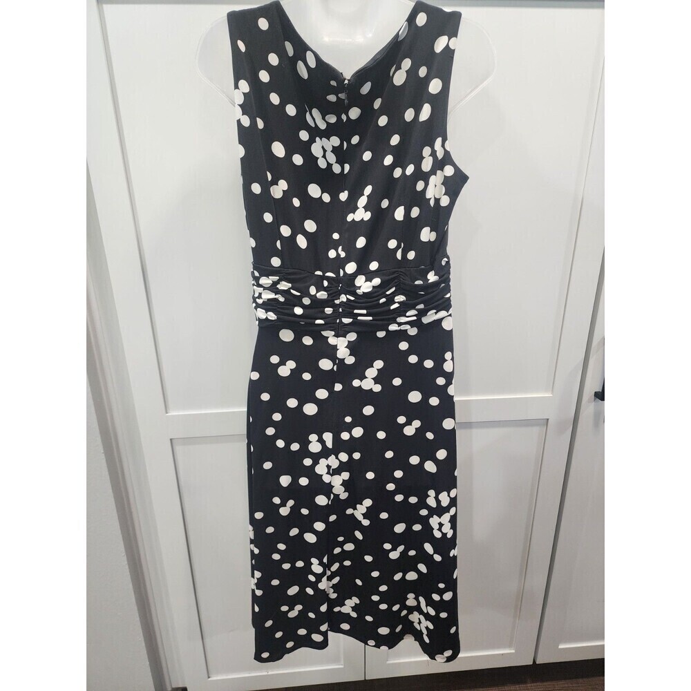 Jessica Howard  Black & White Polka-Dot Sleeveless Midi Sheath Dress - Size 12 - Picture 2 of 8
